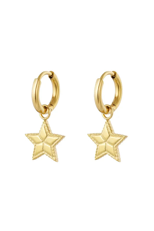 Oorbellen ster met print Goud