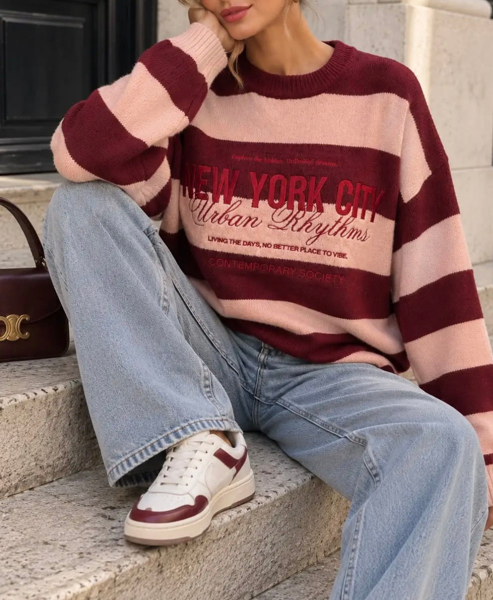 Sweater New York Bordeaux (pre-order 1-11)