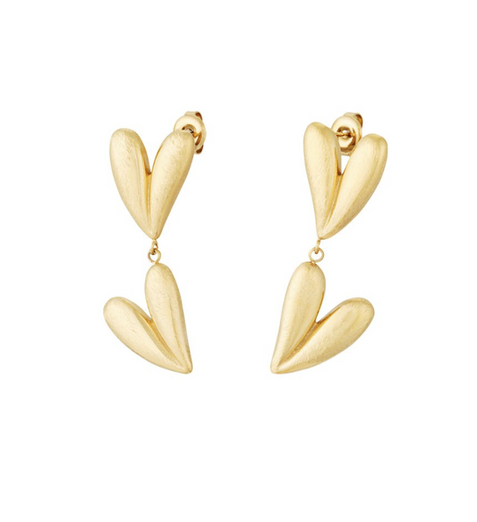 Oorbellen Double heart Goud