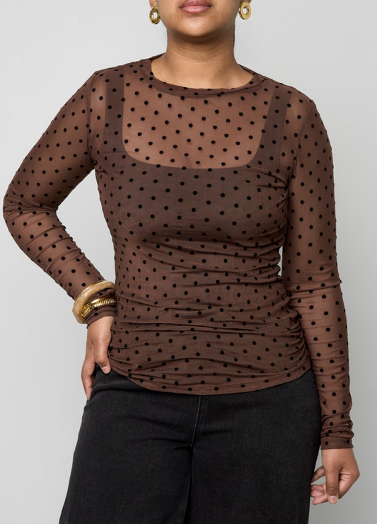Mesh top stippen Nora Bruin