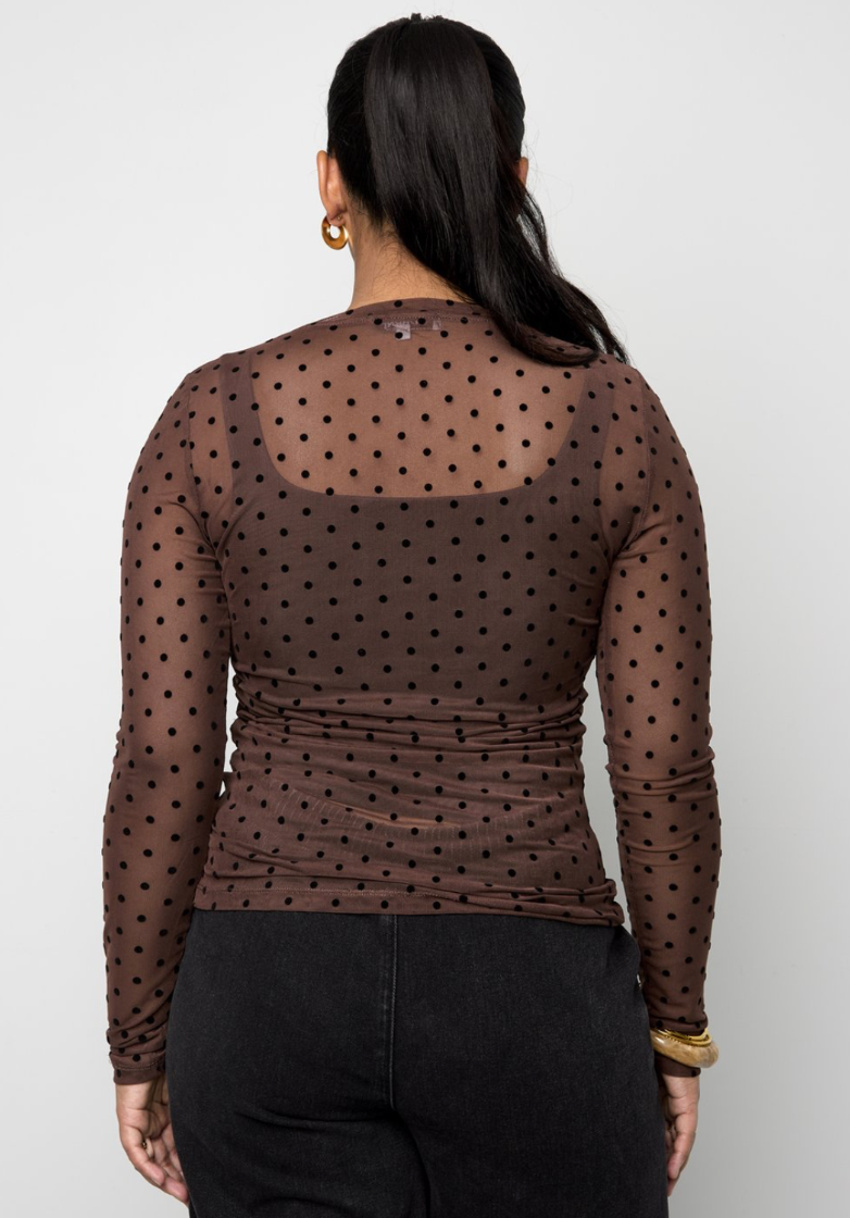 Mesh top stippen Nora Bruin